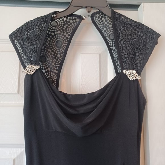 R&M Richards Evening Gown with Open Lace Shoulders - Picture 2 of 4